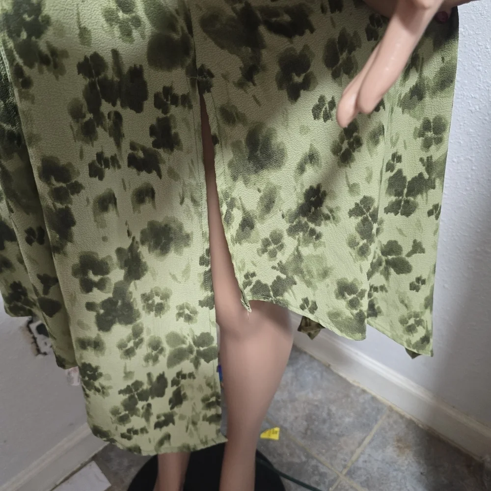 Michael Kors Asymmetrical Green Floral Dress